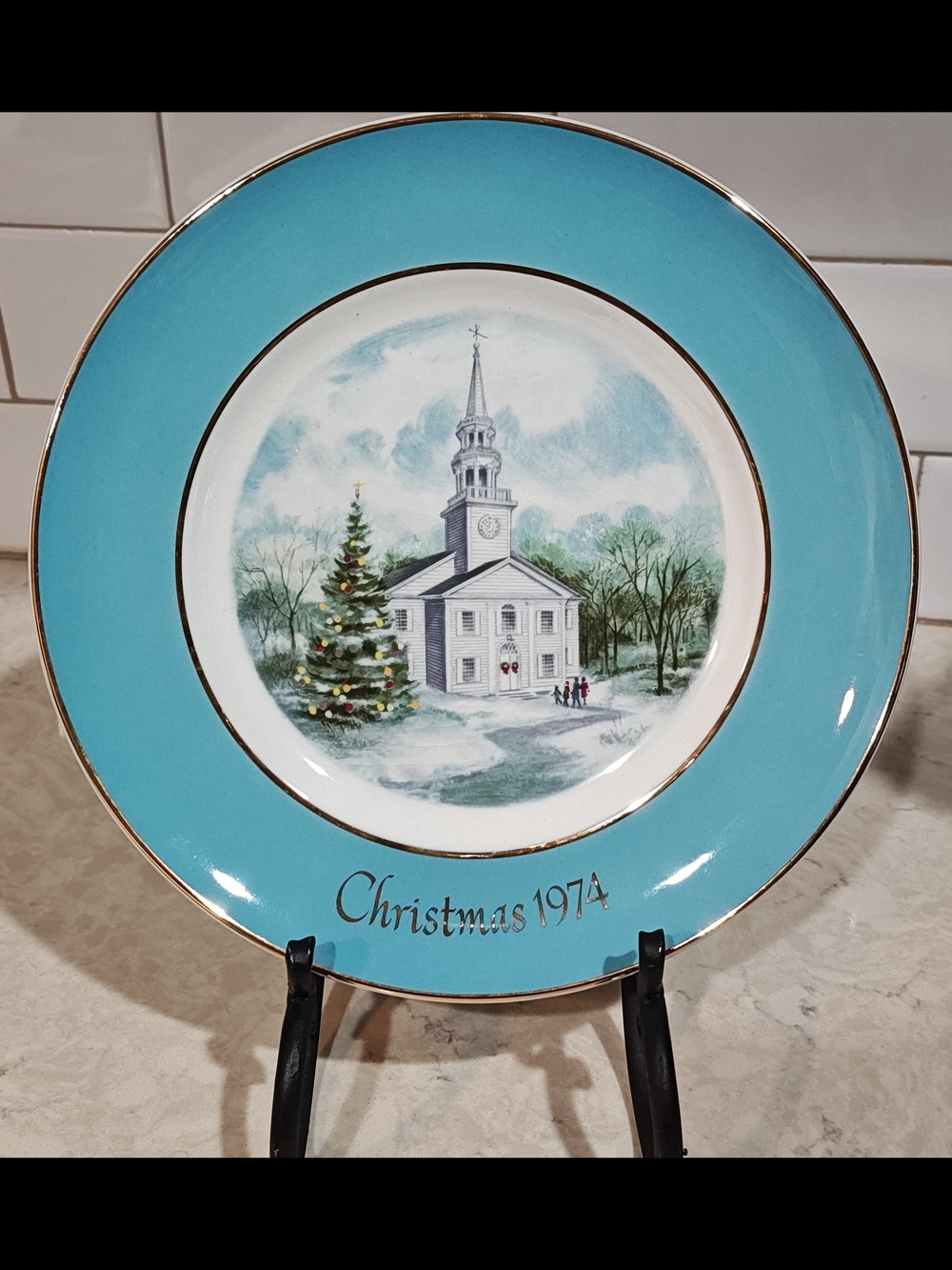 Avon Turquoise Holiday Church Plate